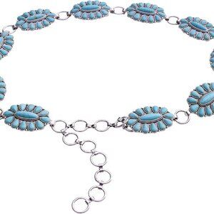 Western Turquoise flower Concho Chain Belt No.2